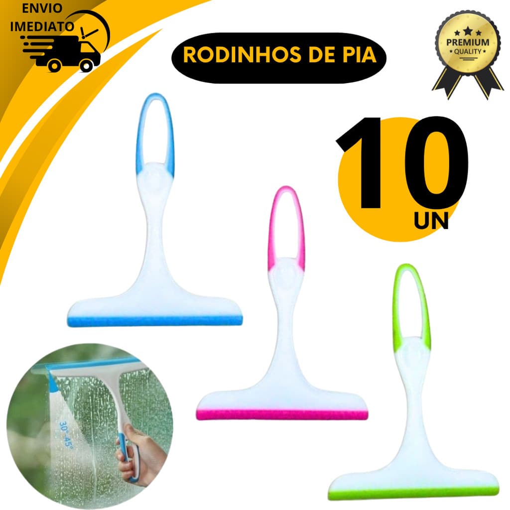 Kit 10 Rodinhos de Pia Silicone Rodo para Pia Cozinha Limpeza Multiuso Design Moderno 13cm