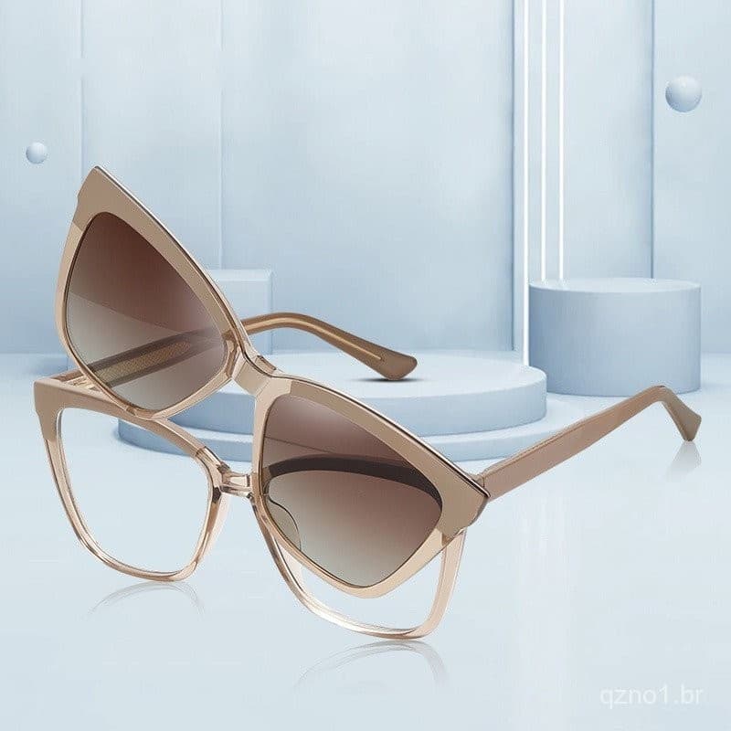 Polarized Clip On Sunglasses Para Mulheres Moda Anti-Luz Azul Óculos De Sol Feminino Vintage Cat Eye Senhoras UV400