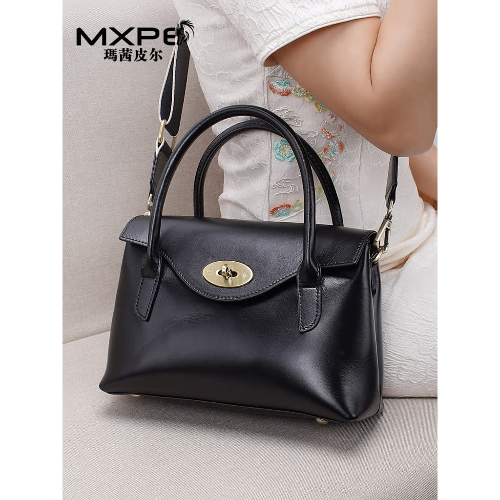 Bolsa de couro genuíno feminina 2026 novo estilo moda alça de ombro larga bolsa Commuter bolsa feminina Casual senhoras