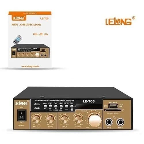 Amplificador de Som Audio Com Bluetooth USB MP3 FM Entrada Para Microfone Receiver 120v/12v
