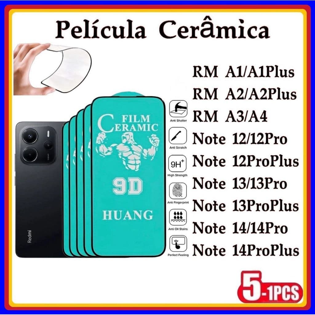 Película de Cerâmica 9D Gel Hidrogel Xiaomi Redmi A1 A2 Plus A3 A4 Note 12 Pro  Note 13 Note 14 Pro