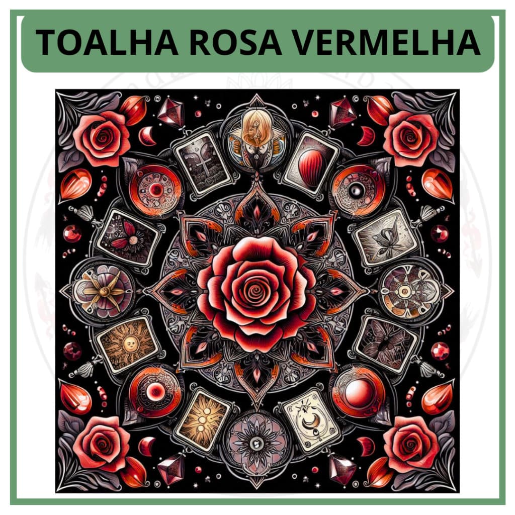 Toalha para Jogo de Tarot 0,70x0,70cm Rosa Vermelha