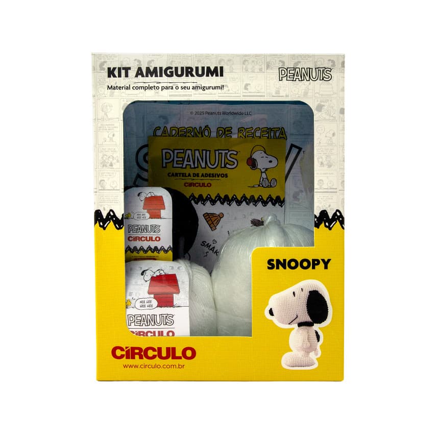Kit Amigurumi Snoopy faça você mesmo material completo circulo