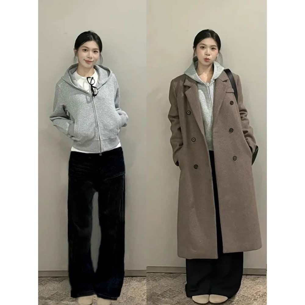 Cinza moletom jaqueta mais magro olhar Formal ombro feminino primavera outono com capuz blusão casaco interior em camada