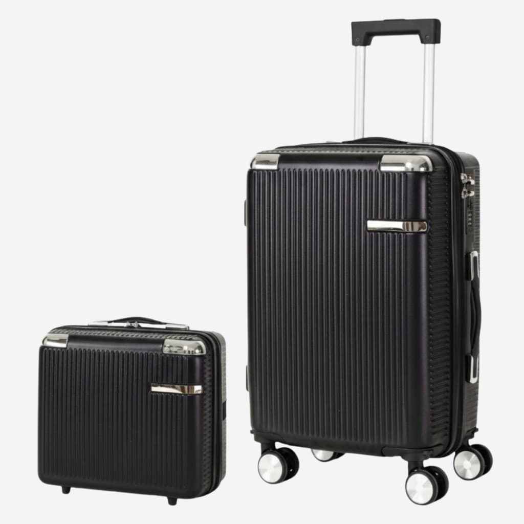 Kit Conjunto 1 Mala De Viagem 32KG Policarbonato + 1 Frasqueira Reforçada Resistente Zíper Duplo Antifurto Cadeado Senha