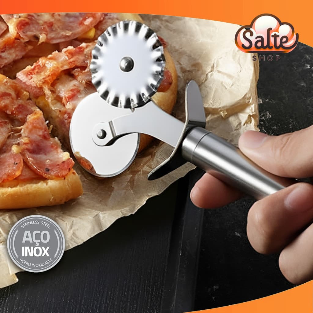 Carretilha Cortador De Pizza Duplo Profissional Em Aço Inox Massas Pasteis Salte Shop