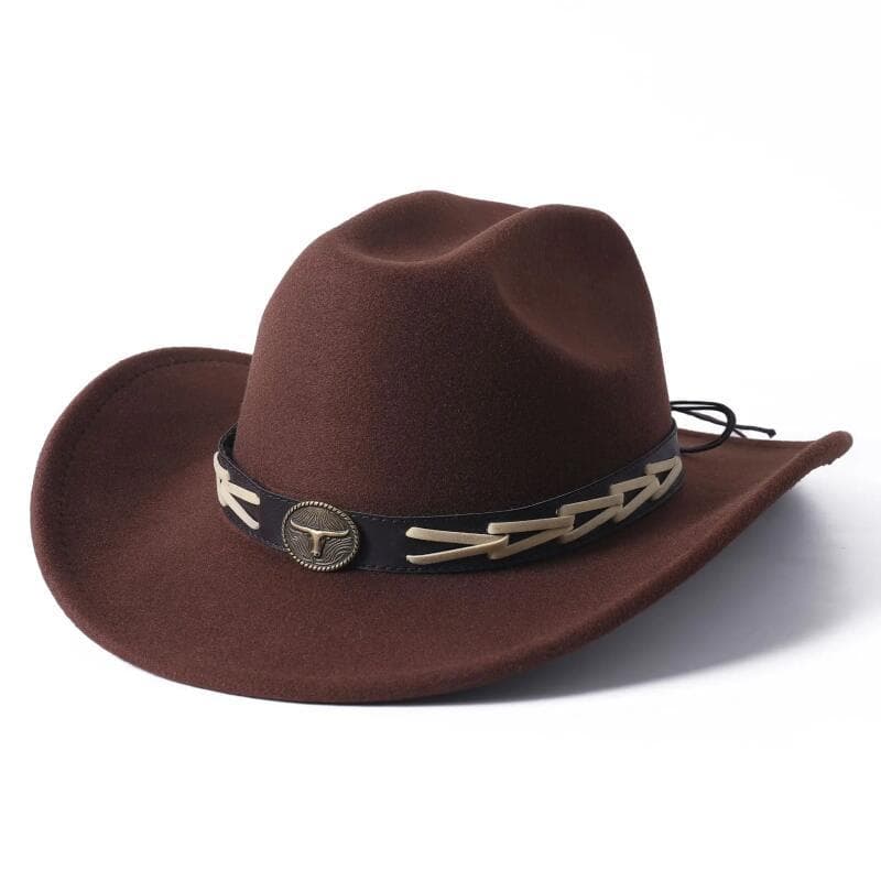 Chapéu de Cowboy Estilo Europeu e Americano, Chapéu de Cowboy Grande, Chapéu de Feltro Monocromático, Chapéu de Aba Larg