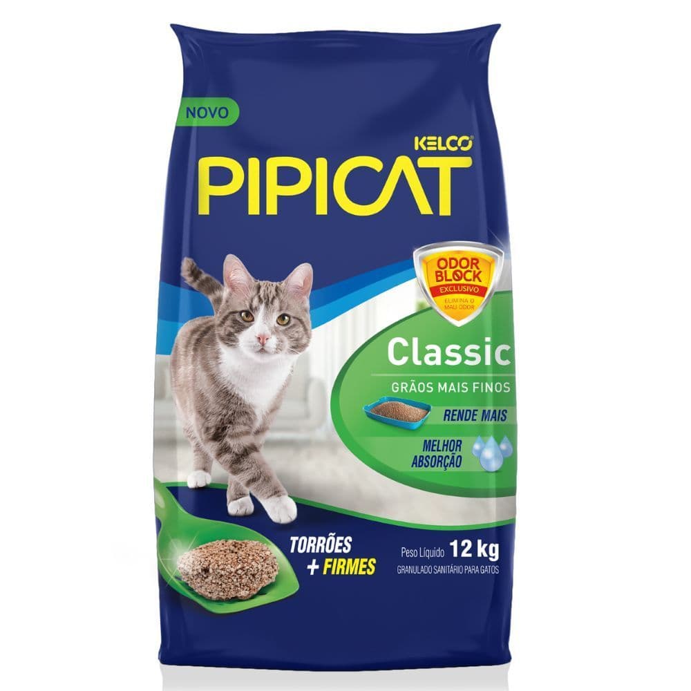 1 Areia Higiênica Pipi Cat Classic 12 Kg Para Gatos