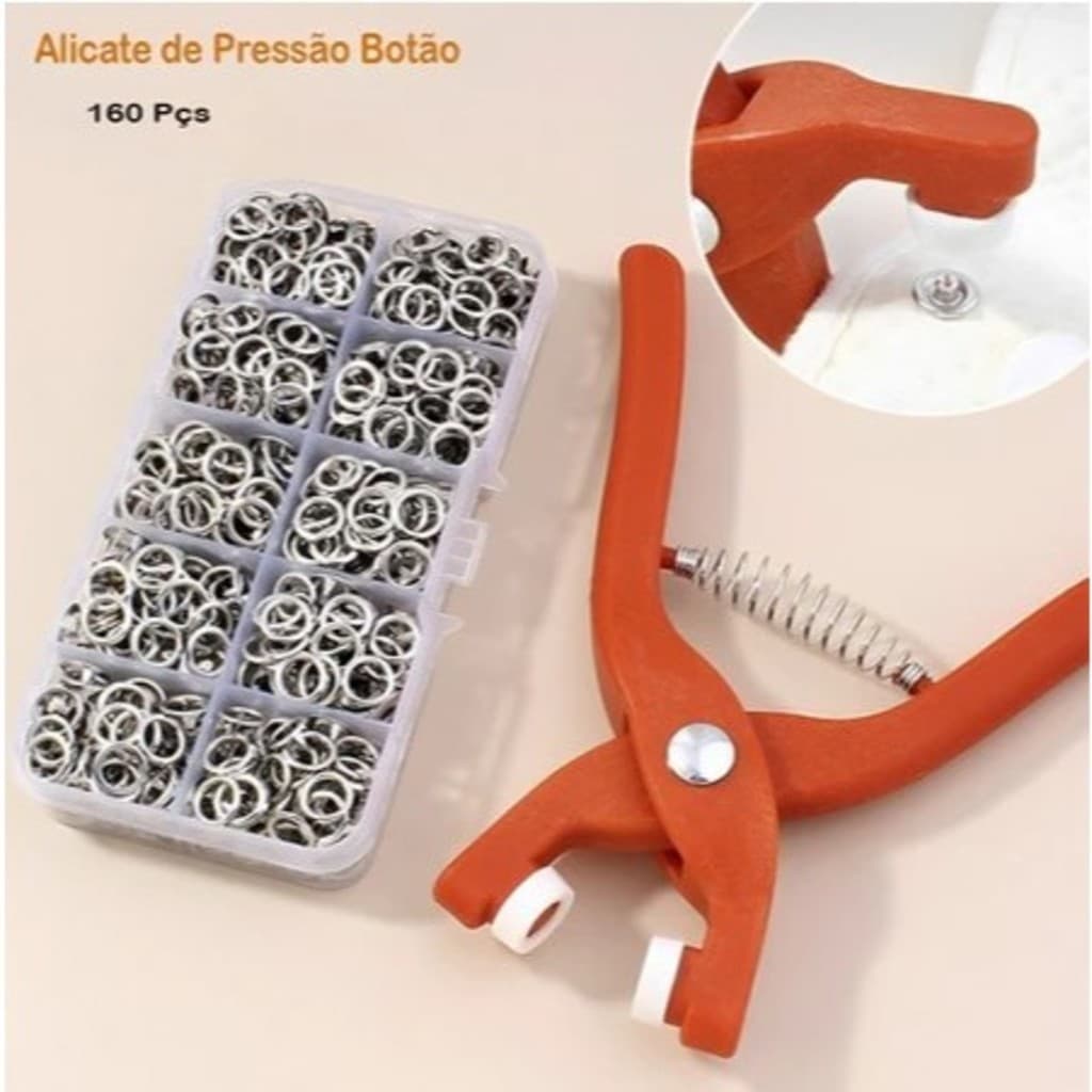 Alicate De Botões Fixador Prensa Manual Ferramenta Com180 Peças Para Roupas/Acessórios Sem Costura