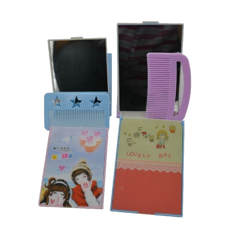 Com pente Flip espelho de bolso portátil dobrável pequeno espelho maquiagem espelho de maquiagem