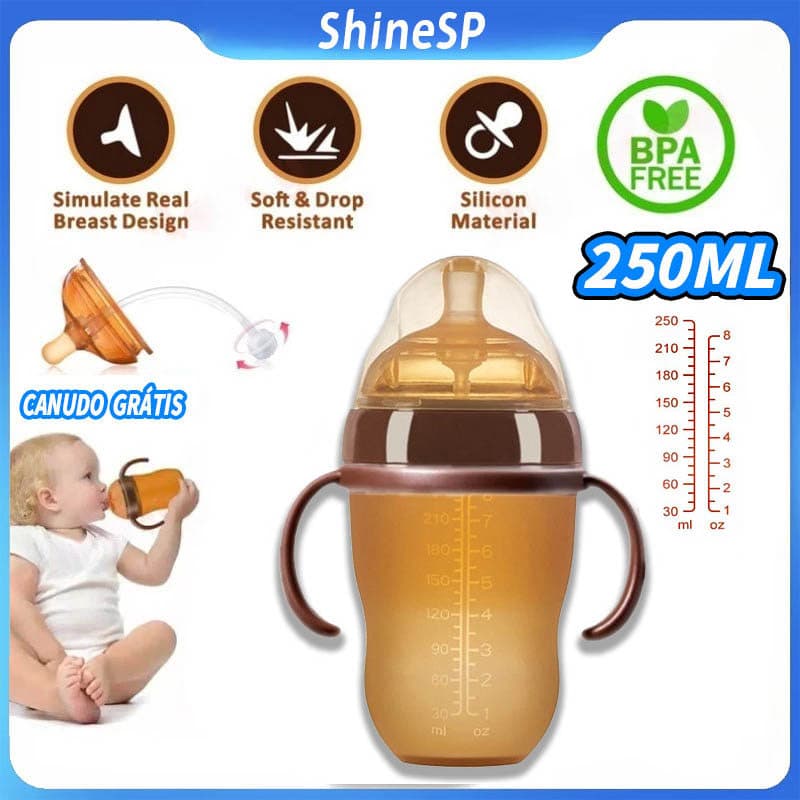 250ml Biberão Imitação De leite Materno Desenho De Ieite Materno Silicone Macio Biberão