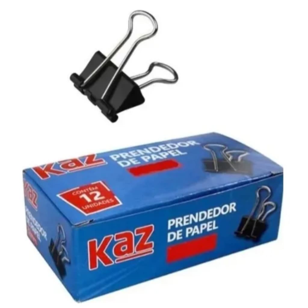 Prendedor De Papel Binder Clip 25mm Caixa Com 12 Unidades Cor Preto