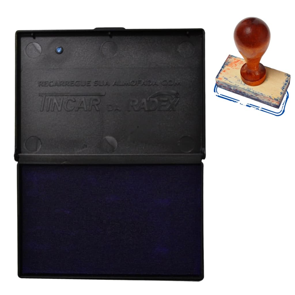 Almofada Para Carimbo N5 Extra Grande Cor Azul 17,5cm x 18,5cm Gigante Radex