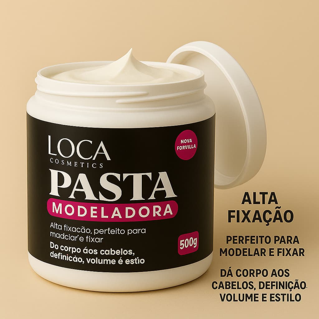 Pasta Modeladora Loca Cosméticos 500g – Alta Fixação, Definição e Estilo