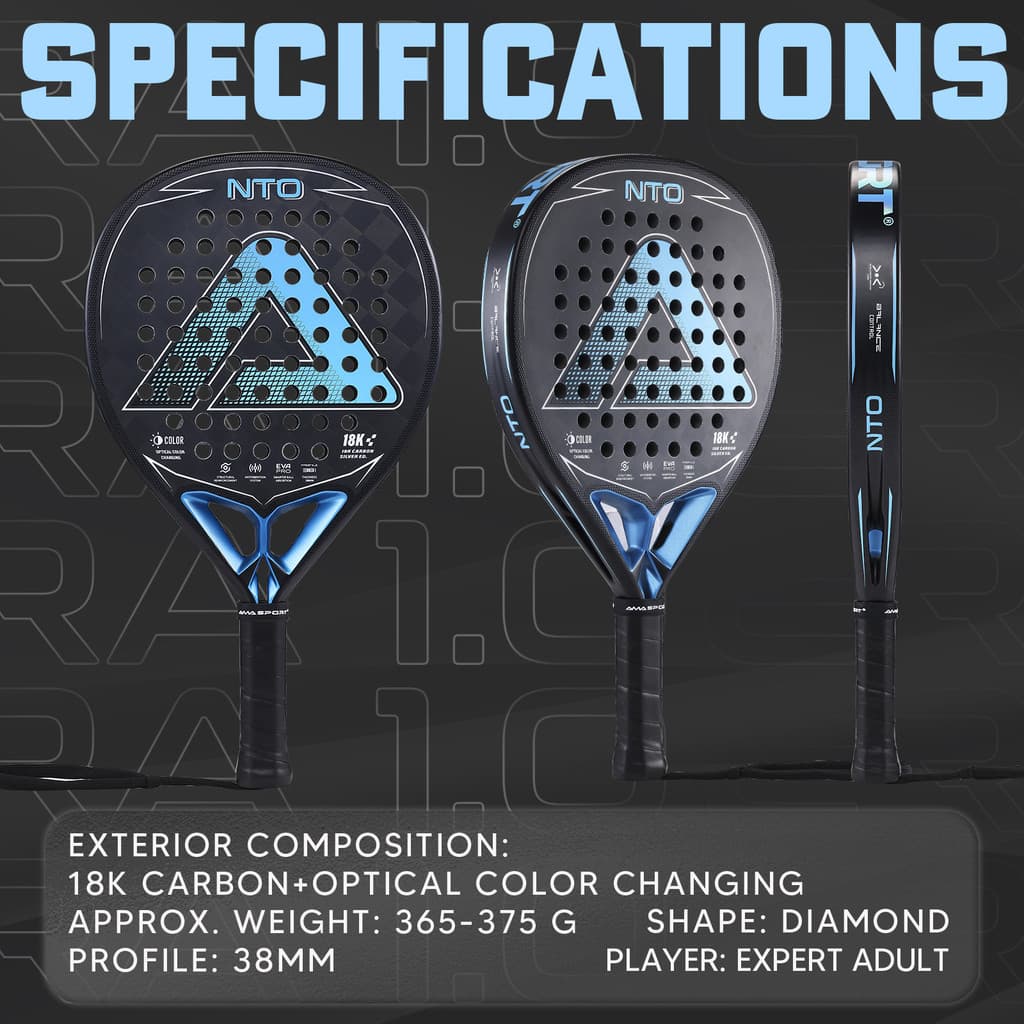 Novo estilo de placa raquete de tênis Padel raquete 18K fibra carbono profissional grau gaiola estilo praia raquete prof