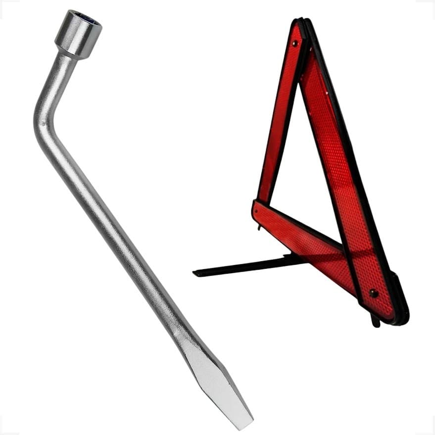Jogo Triângulo De Segurança Refletivo + Chave De Roda L 17mm