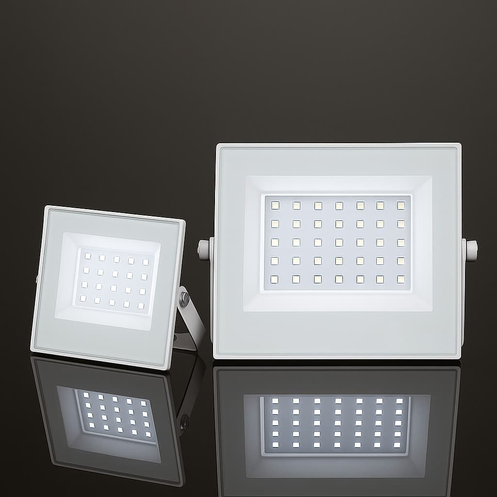 Refletor LED SMD Slim Branco Frio 6000K IP66 Bivolt Carcaça Branca Externa