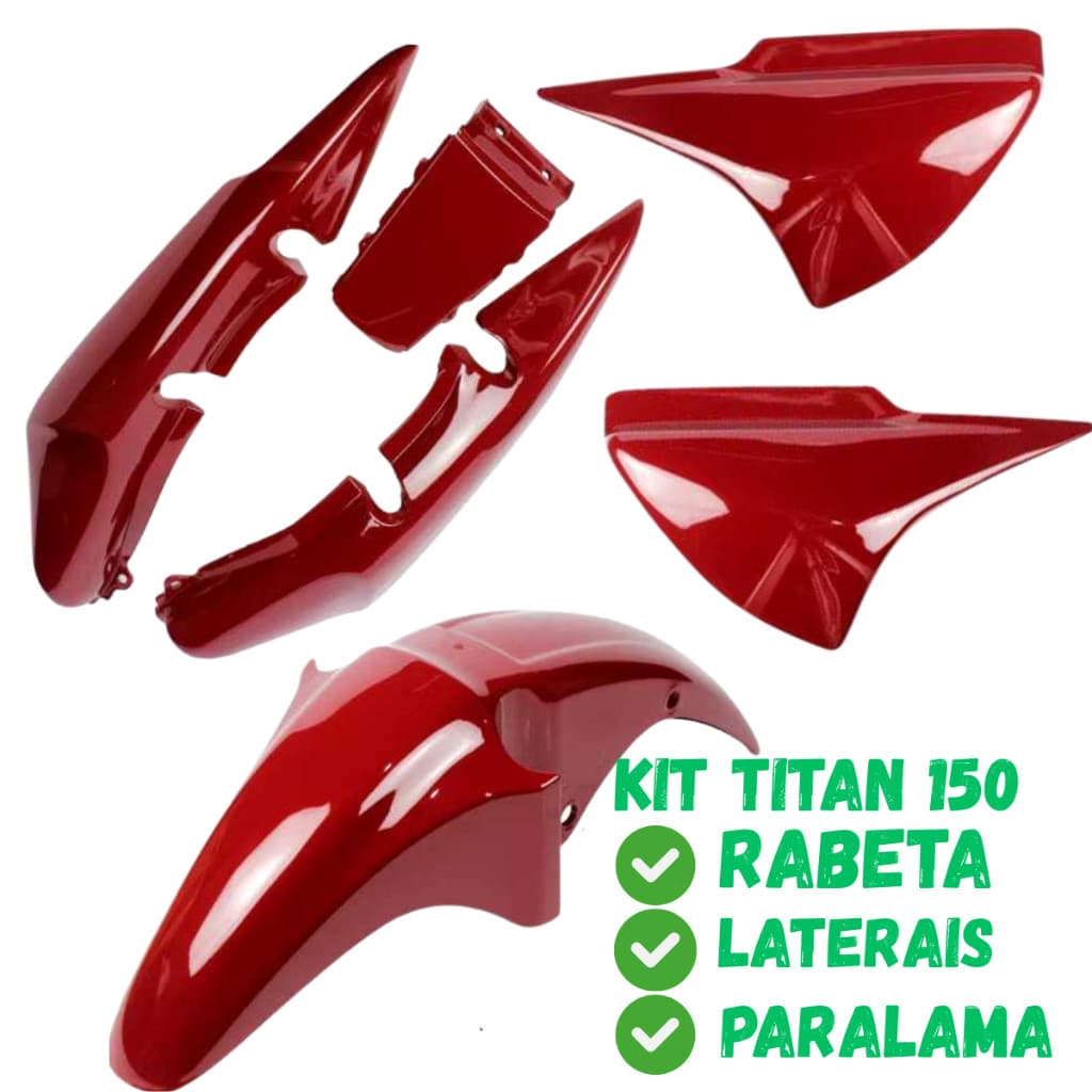 Kit Carenagem CG Titan 150 Vermelha 2004 A 2008 Rabeta Paralama Par Tampa Lateral