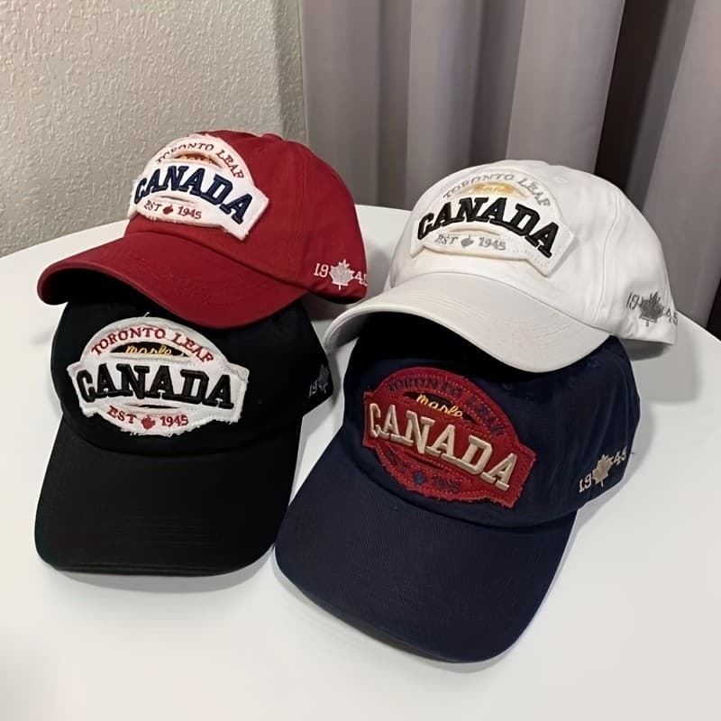 Boné de Beisebol CANADA Explosive Canadian Letters para Homens e Mulheres, 100% Algodão, Boné Versátil