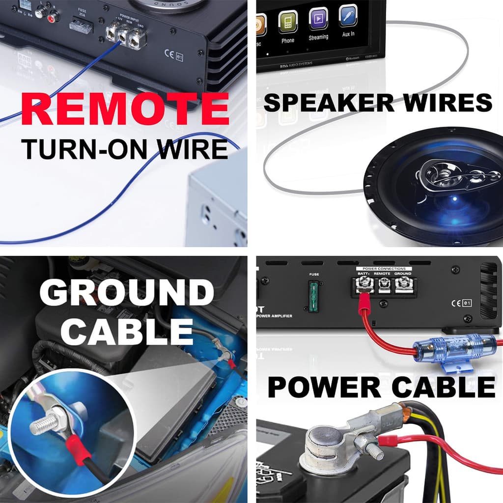 Kit De Instalação De Subwoofer De Alto-Falante Amplificador Cabo De Alimentação De 2.5 Mm2 Para Áudio De Carro