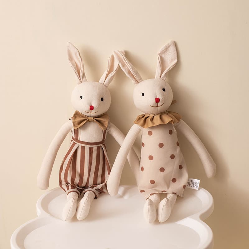 Boneca de coelho fofa, tecido de perna comprida, boneca de coelho, brinquedo de pelúcia, boneca calmante para crianças,