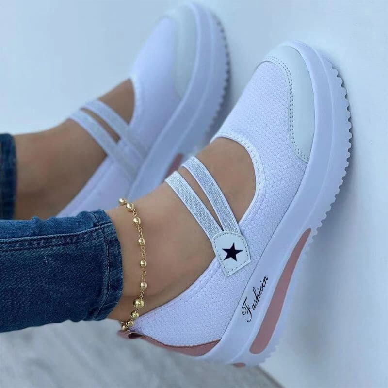 Plus Size Sapatos Femininos Malha Respirável Mulher Tênis De Lona Sapato Feminino Casuais Senhoras Esportivos Plataforma