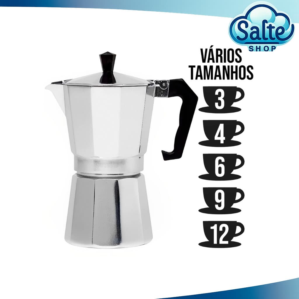 Cafeteira Italiana Quadrada P/ Café Expresso Alumínio Não Utiliza Filtro Salte Shop