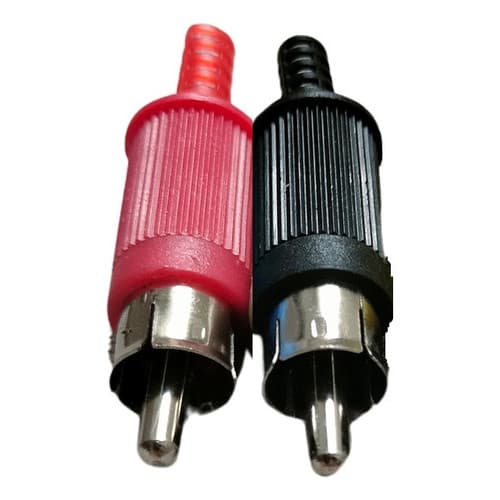 Kit 20 Plugs Rca Plástico - 10 Pretos E 10 Vermelhos