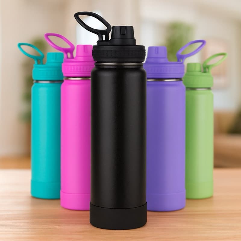 Garrafa Térmica Inox Agua 800ML Capinha Borracha Silicone