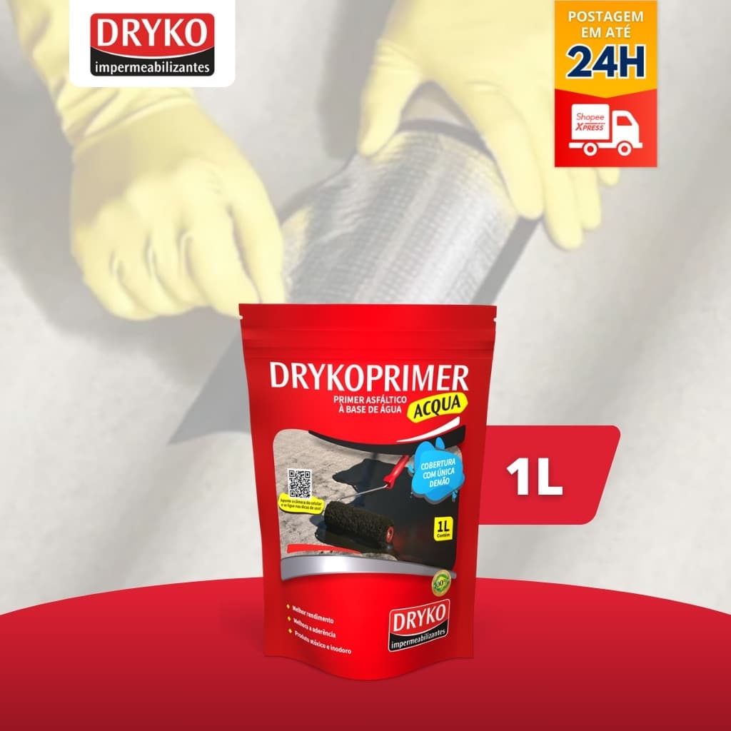 Primer Manta Liquida 1 Litro Para Fita Asfáltica Adesiva De Telhado - Dryko