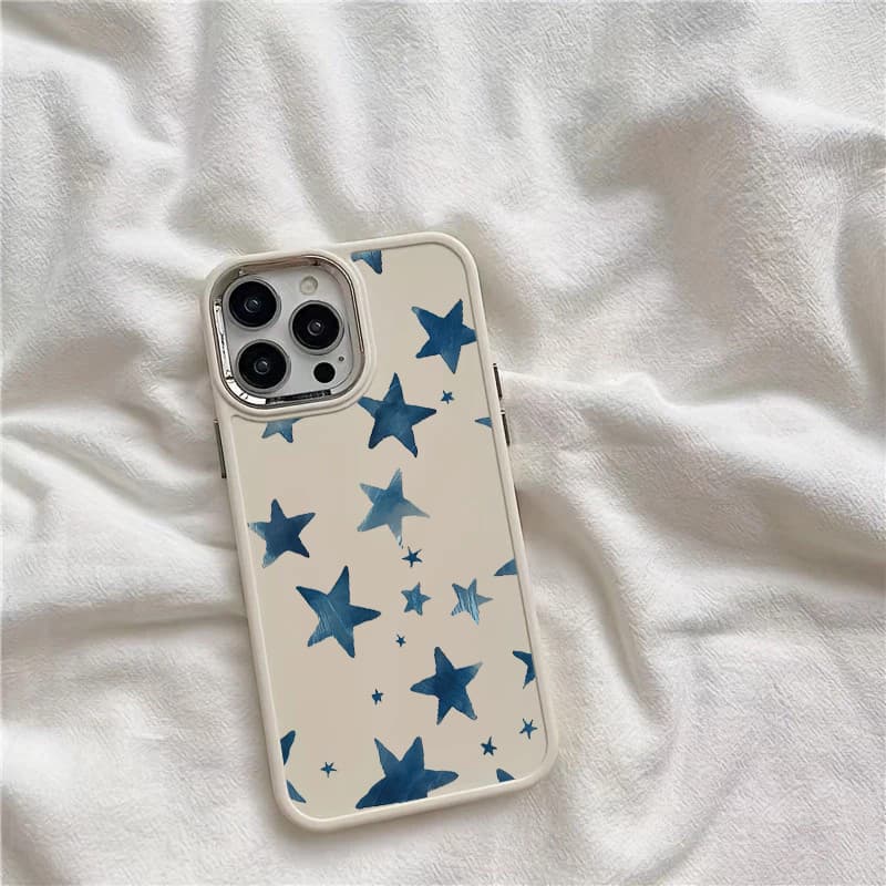Capinha capa silicone Fosco Anti-impacto Padrão de estrela roxa IPhone 13 12 11 14 15 16 Pro MAX XR XS Caso