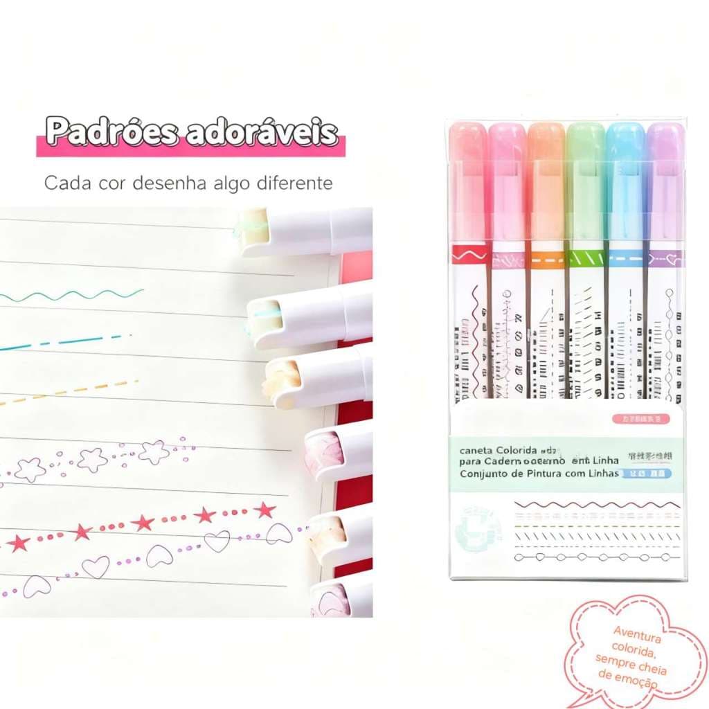 Conjunto de Canetas Coloridas com Padrões Criativos - Diversão Artística para Crianças