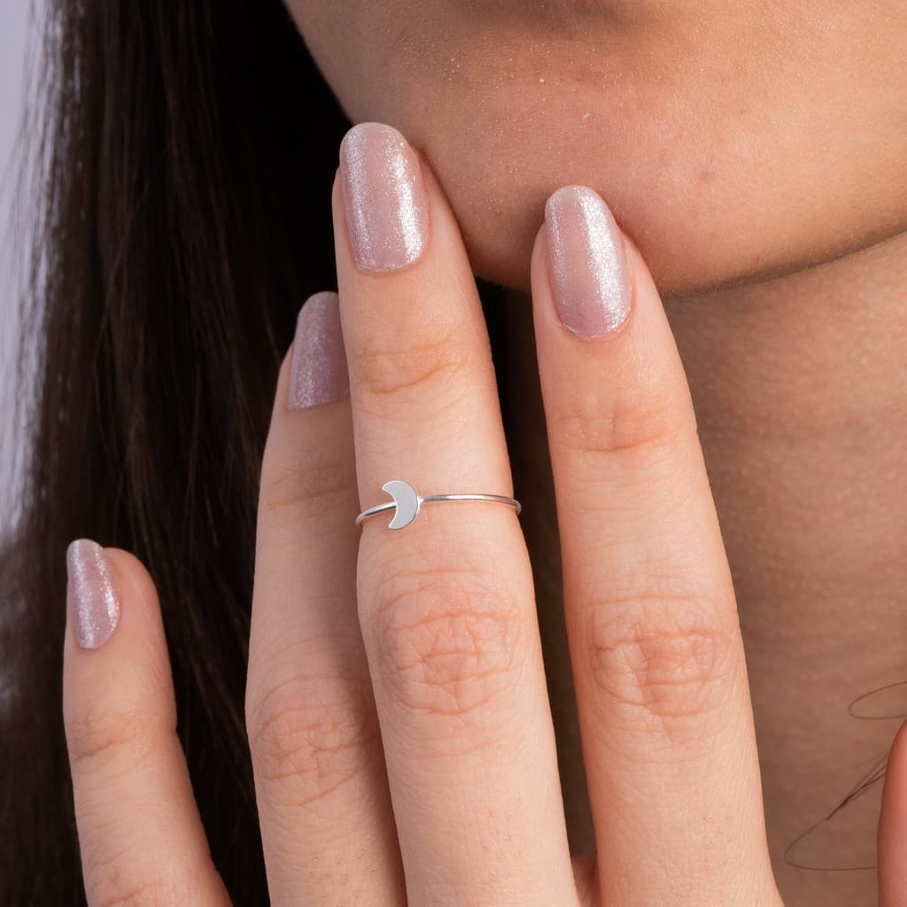 ANEL PRATA 925 LEGÍTIMA FALANGE MEIA LUA LISA DELICADO MINIMALISTA FEMININO COM GARANTIA N°09