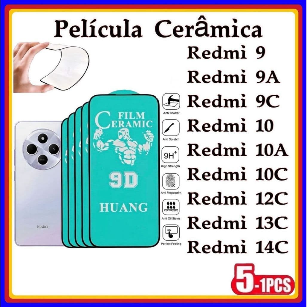 Película Cerâmica 9D 3D XIAOMI Gel Hidrogel Redmi 9 9A 9A Redmi 10 10A 10C Redmi 12C Redmi 13C 14C