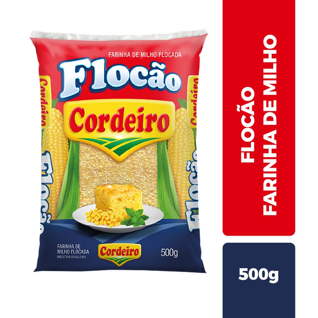 Flocão De Milho Cordeiro 500g Flocos Cuscuz Farinha 100% Natural Sem Glúten