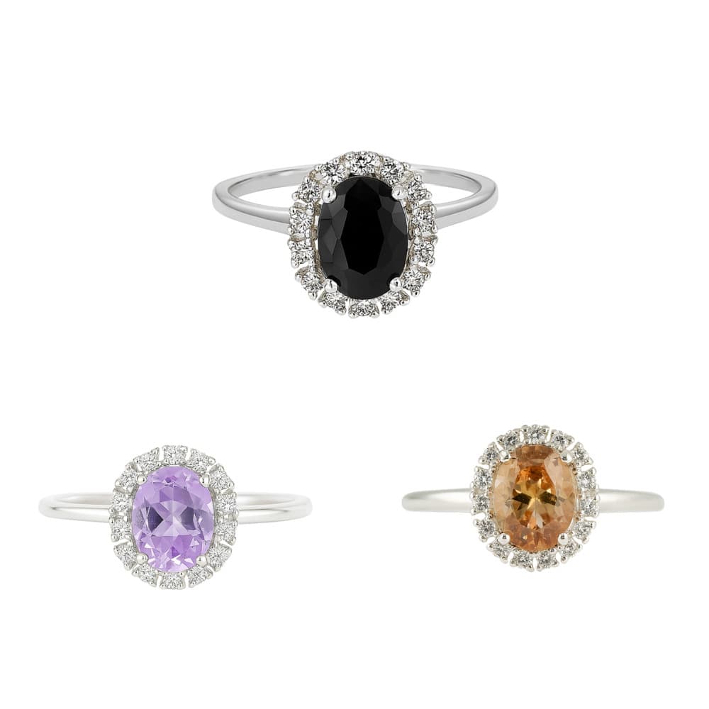 Anel Cravejado com Zircônia Oval em Prata 925