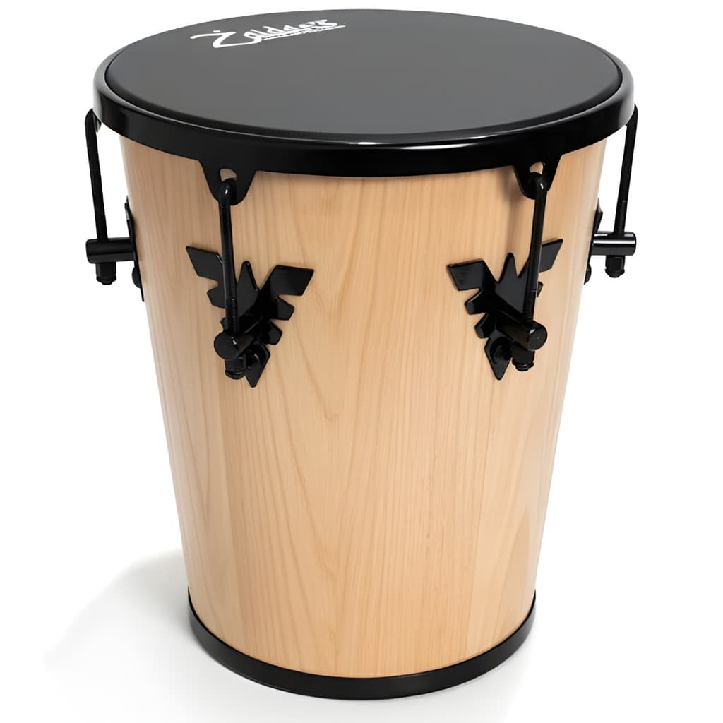 Timba 35x10 Madeira Verniz Natural Pele Napa Preta Som encorpado para Samba e Pagode Leve e Portátil