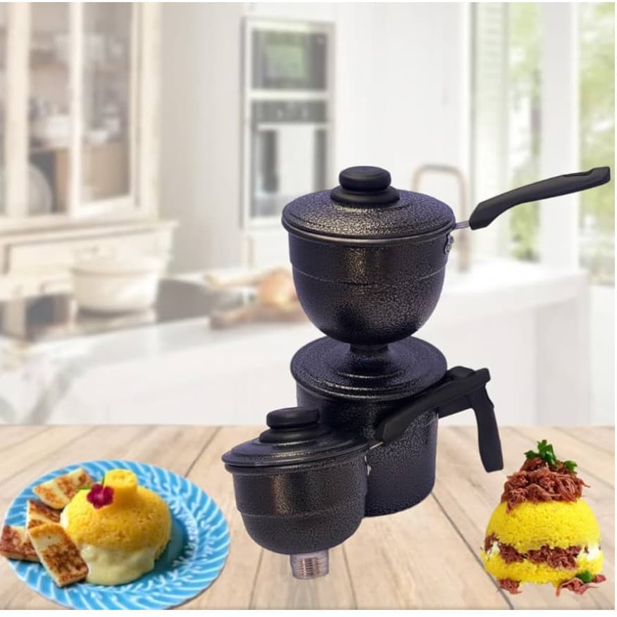 Cuscuzeiro Craquelado Peito de Moça Nordestino Individual 2 Conchas Porção Única Vapor