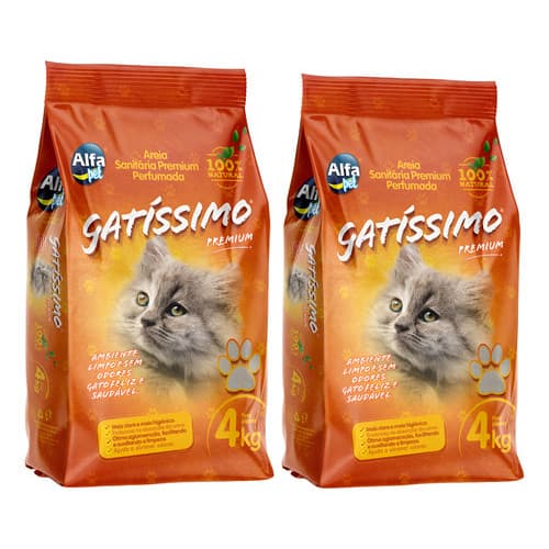 Kit 2 Areia Sanitária Premium Gatos Gatíssimo Kets 12kg Controle de Odores