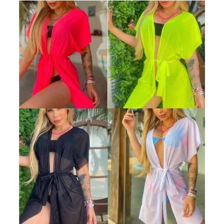 Kimono feminino saída de praia curta verão linda para fotografar seca rápido