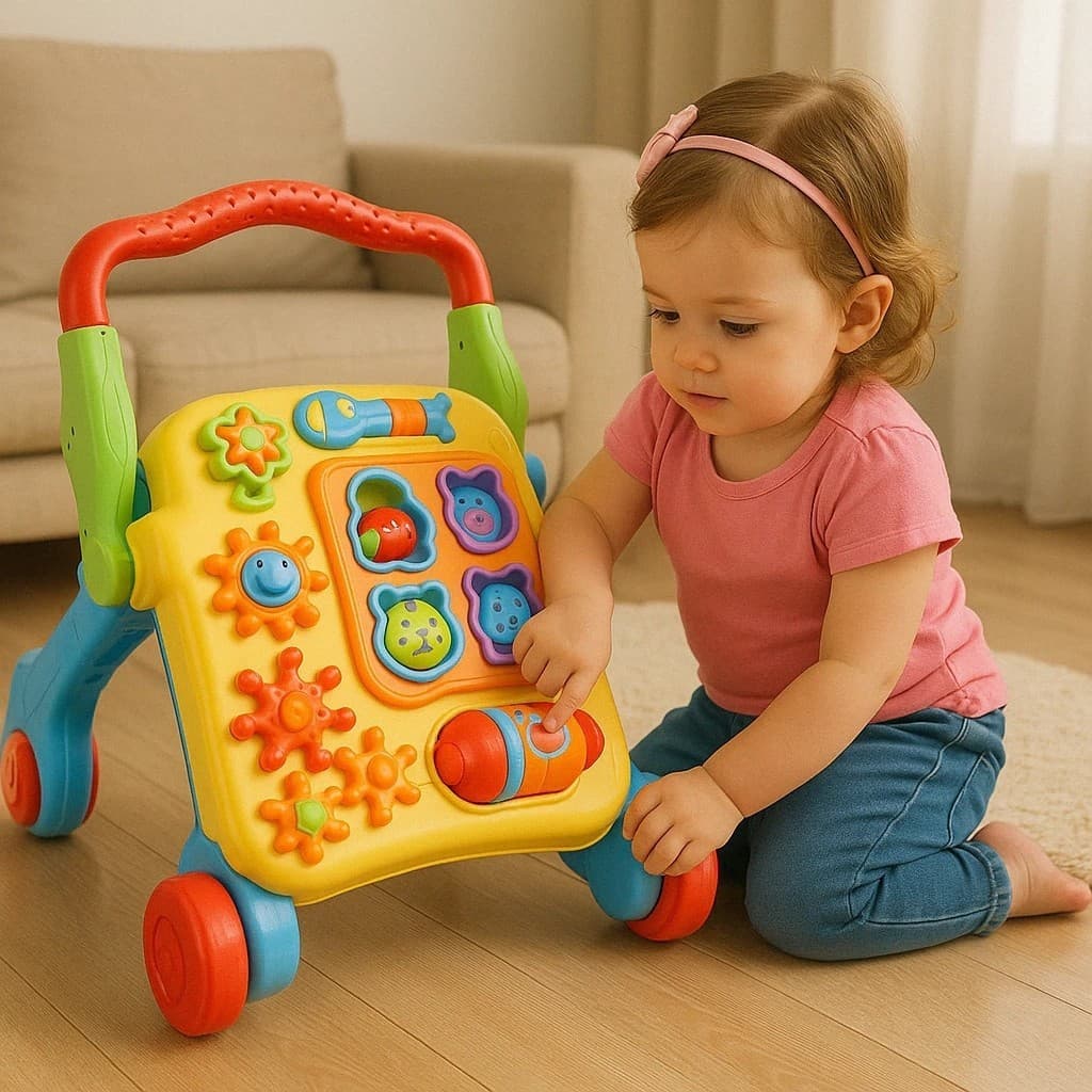 Andador Mesa Didático 4 Em 1 Musical Bebê  Apoio Empurrador Carrinho Brinquedo Criança Caminha