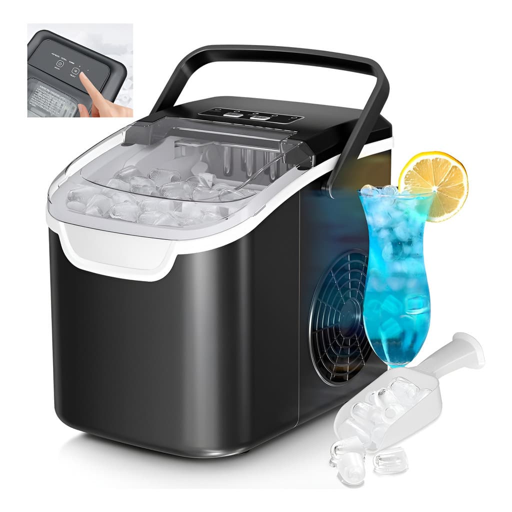 Máquina de Gelo Portátil Eficiente - Rápida Produção, 2 Tipos de Cubo para Casa & Viagens Aventuras