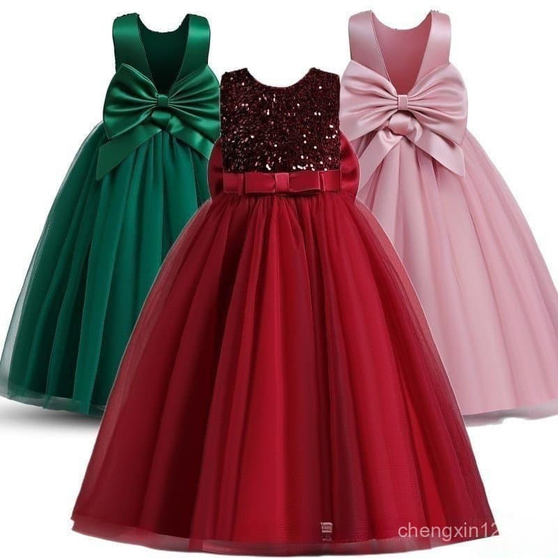 Vestido de princesa elegante para meninas de 4 a 14 anos com lantejoulas, renda de tule juvenil, vestido de festa de ani