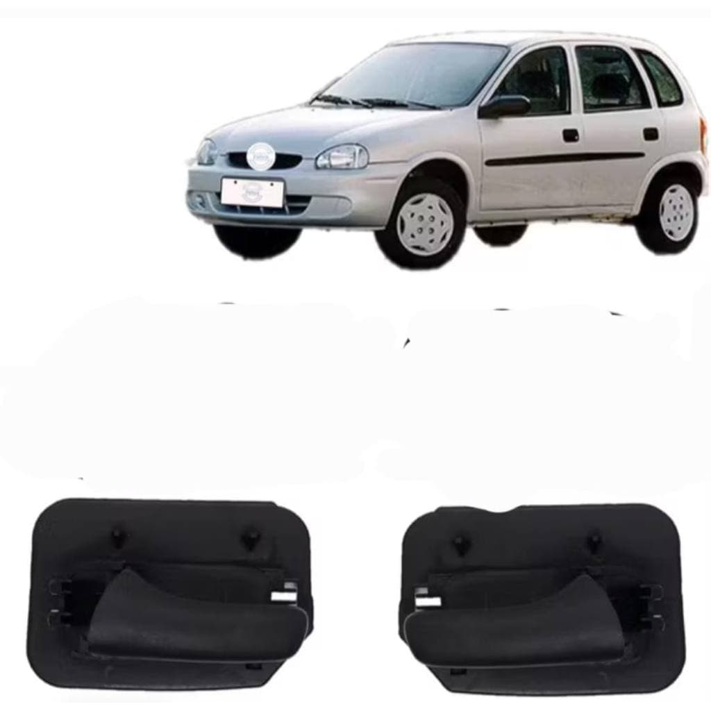Par  Maçanetas Internas  Porta Traseira Corsa 94 a 2002  Corsa Classic Todos  Cor Preta
