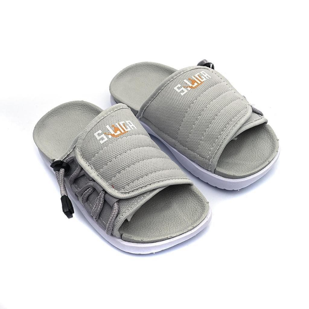 Chinela Infantil Criança Slide Asuna 2.0 Leve e Macio Confortável Cinza/Branco
