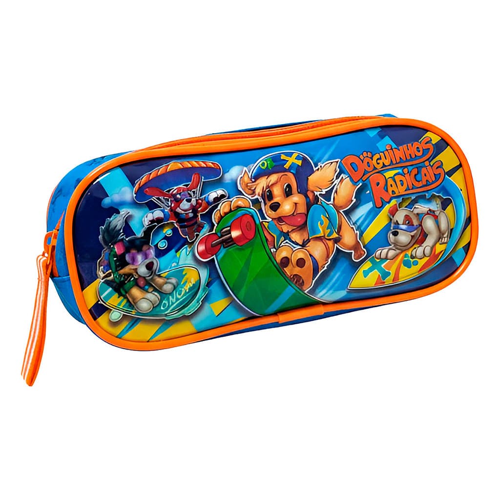 Estojo Escolar Doguinhos Pets Porta Lápis Caneta Menino