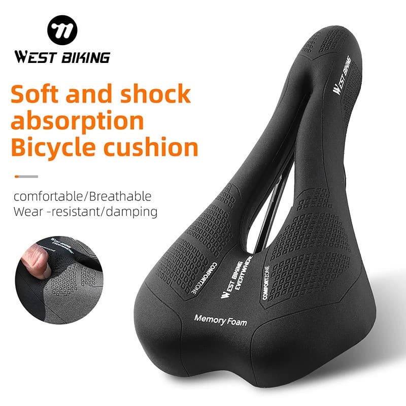 WEST BIKING Selim Ergonômico para Bicicleta, Assento Confortável de Espuma de Memória para Homens e Mulheres, Oco e Resp