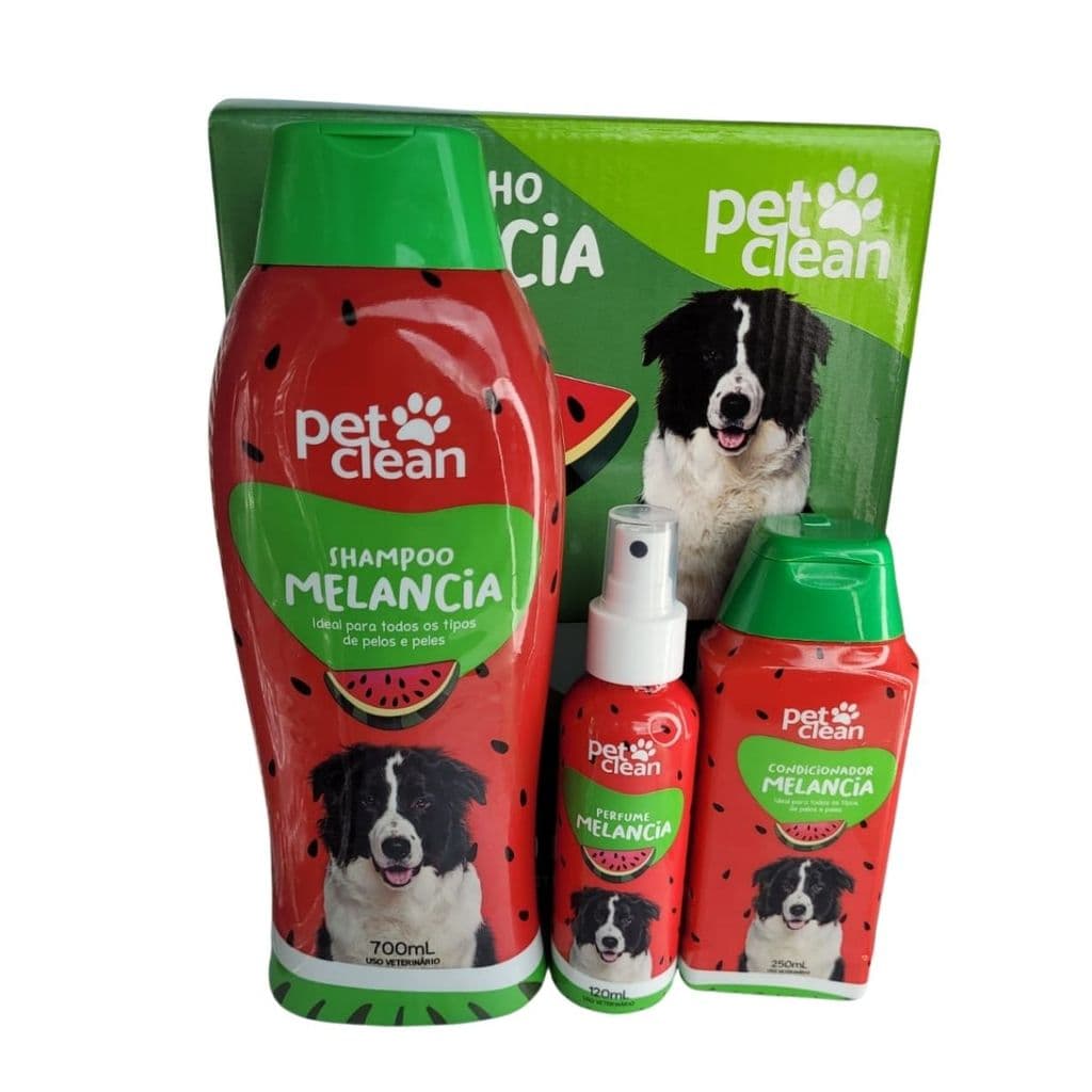 Kit Pet Clean Melancia com Perfume, Shampoo e Condicionador