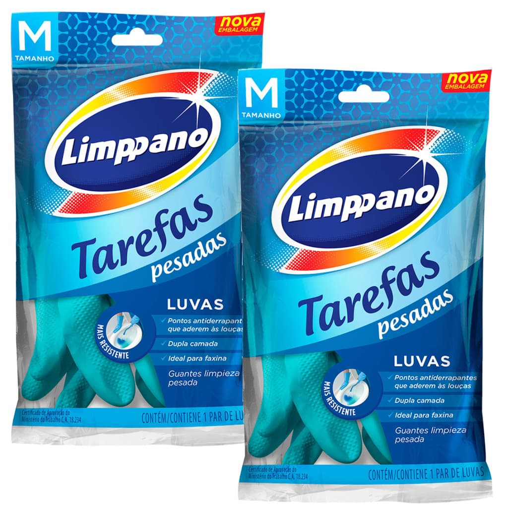 Kit 02 Luvas Limppano Tarefas Pesadas M