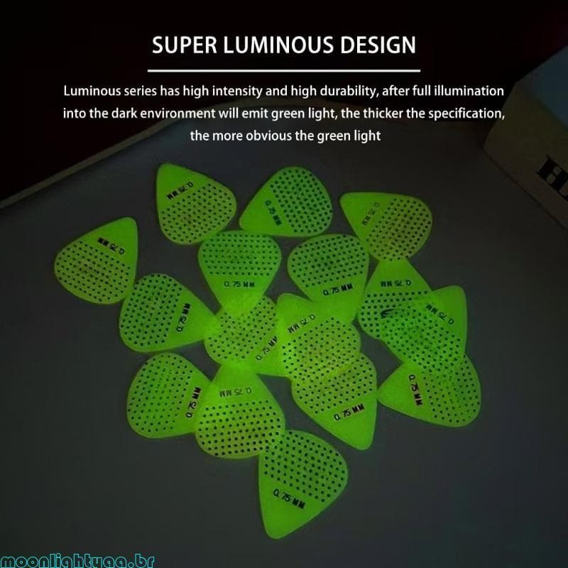 moonlightyaa1 5 Palhetas Coloridas Luminescentes Para Guitarra Texturizadas E Antiderrapantes Profissionais